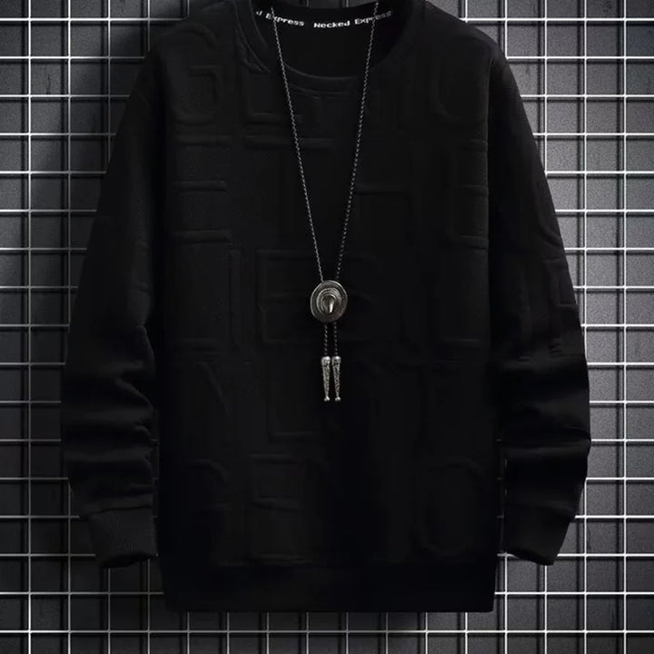Levoire | Pull Homme Avec Structure En Relief Noir