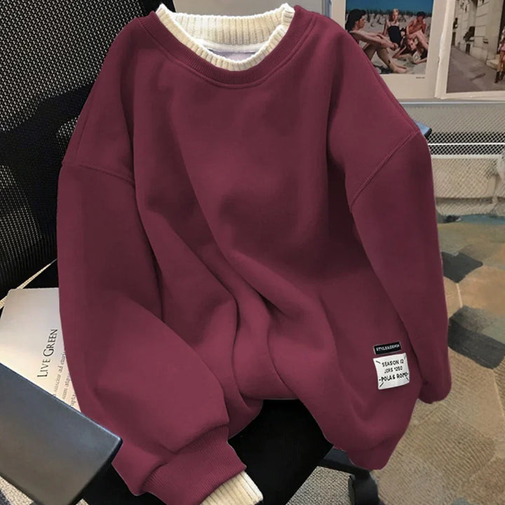 Levoire | Sweat-Shirt Pour Femmes À Coupe Décontractée Minimaliste Rouge vin
