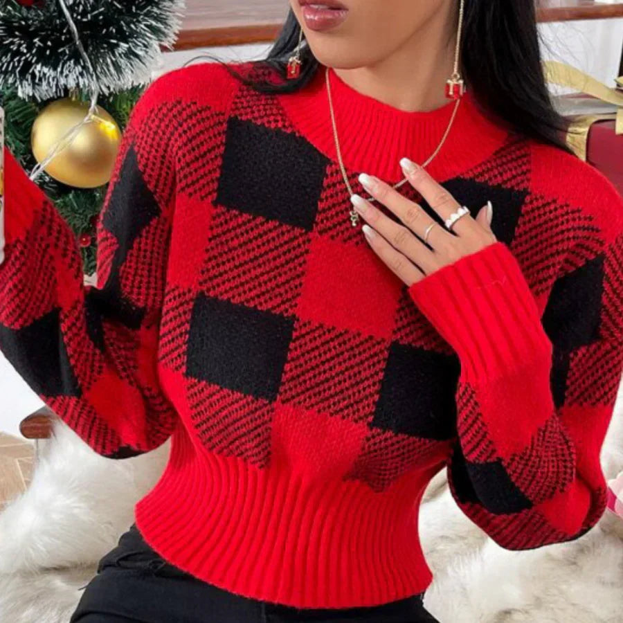 Levoire | Pull Pour Femme À Carreaux Classiques Rot