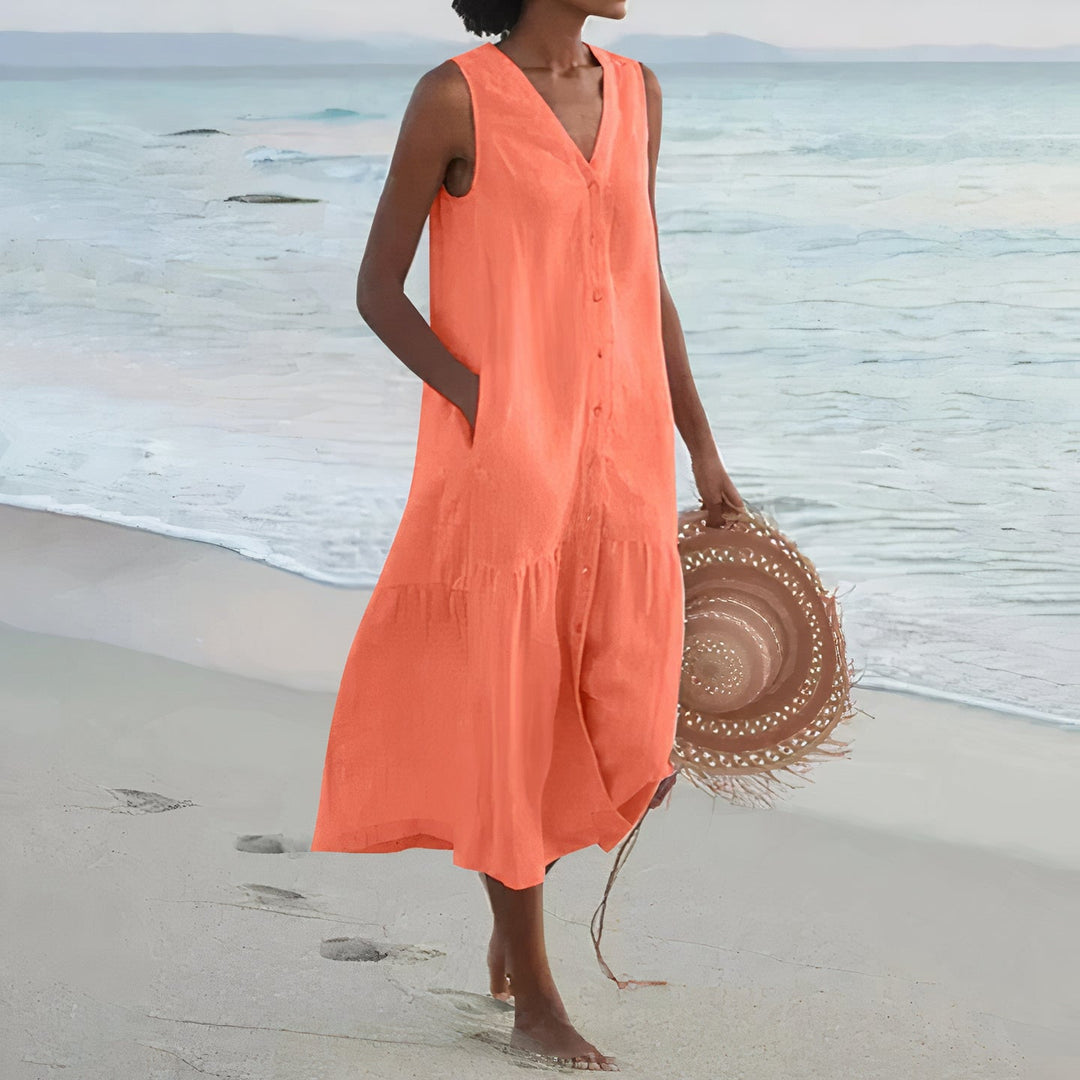 Levoire | Robe De Plage En Lin Pour Femmes Orange