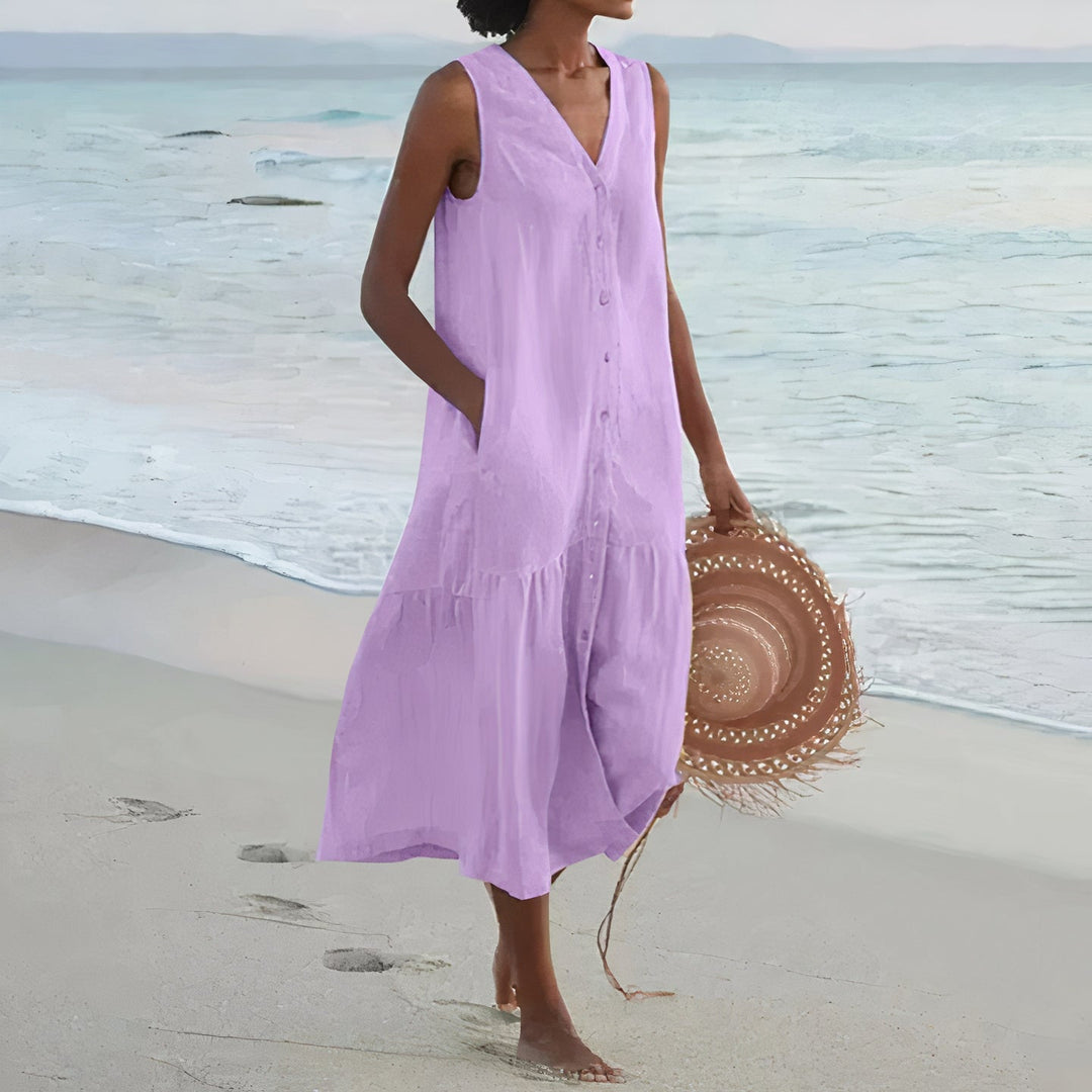 Levoire | Robe De Plage En Lin Pour Femmes Lilas