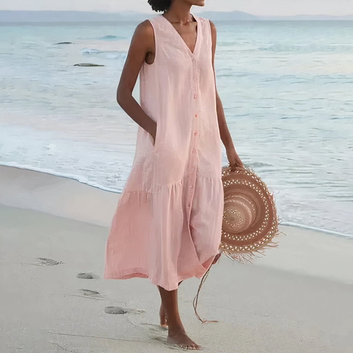 Levoire | Robe De Plage En Lin Pour Femmes Rosa
