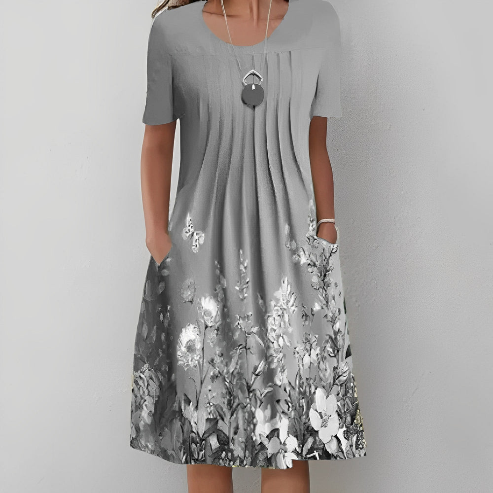 Levoire | Robe Printemps Vintage à Imprimé Floral Gris