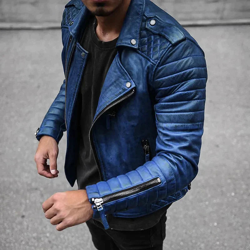 Levoire | Veste En Cuir De Haute Qualite Pour Hommes, Durable Et Elegante Bleu