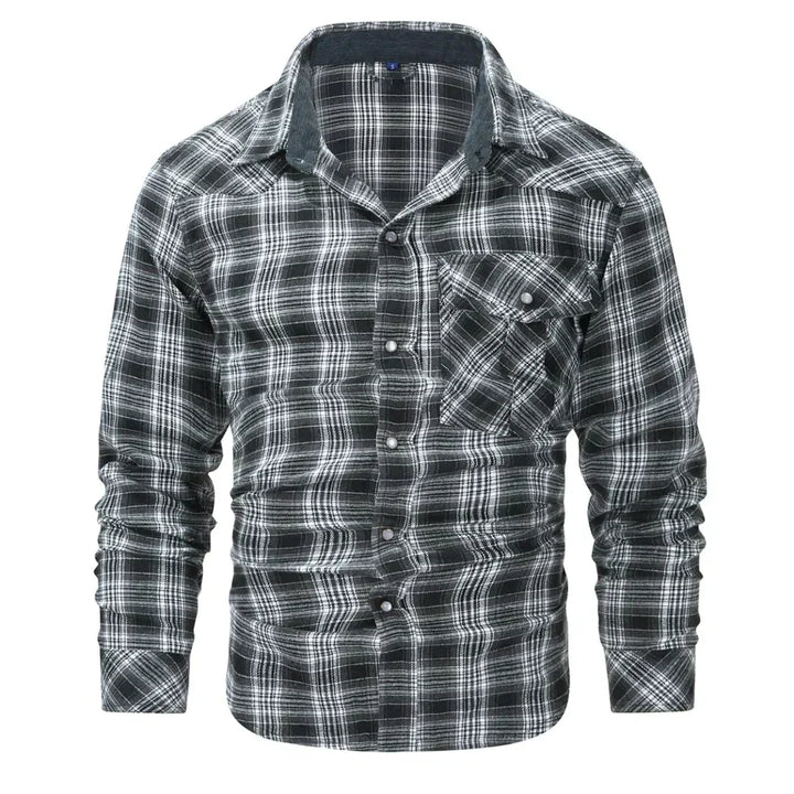 Levoire | Chemise À Carreaux Retro Elegant Hommes Gris