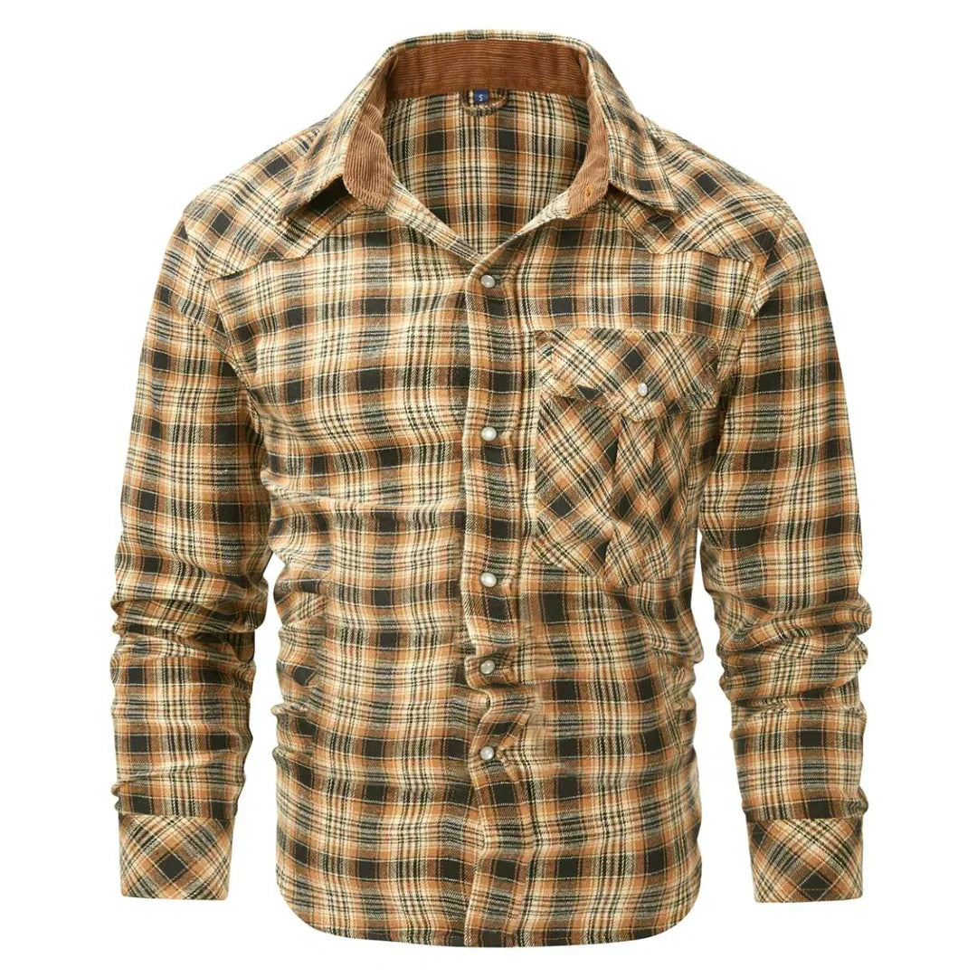 Levoire | Chemise À Carreaux Retro Elegant Hommes Jaune