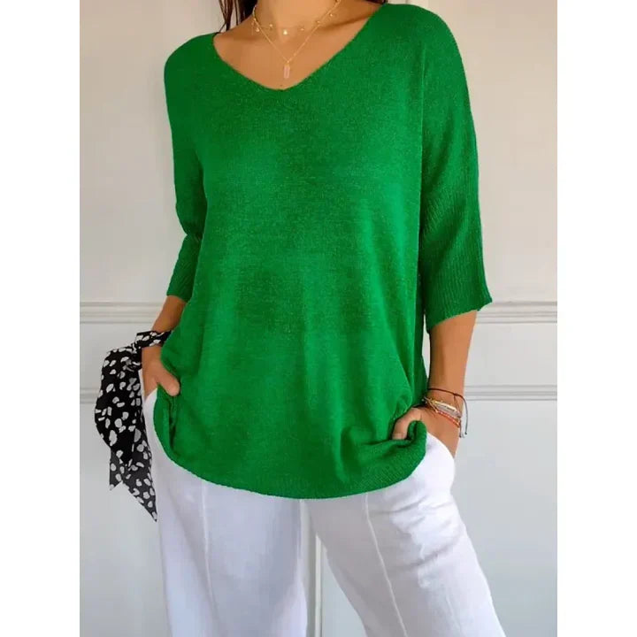 Levoire | Haut En Tricot Pour Femmes Confortable Avec Décolleté En V Vert
