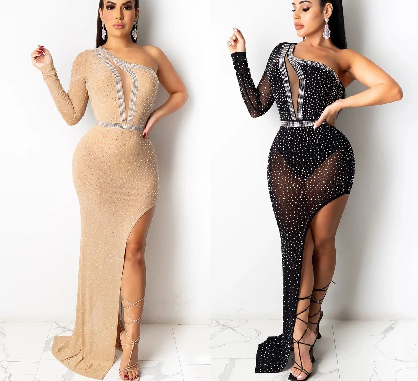 Levoire | Nettlace Transparent Irregulier Maxi Robe Longueur Sol