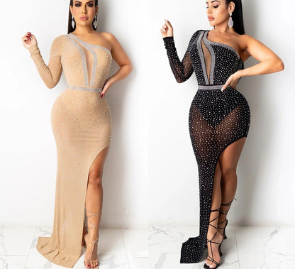 Levoire | Nettlace Transparent Irregulier Maxi Robe Longueur Sol