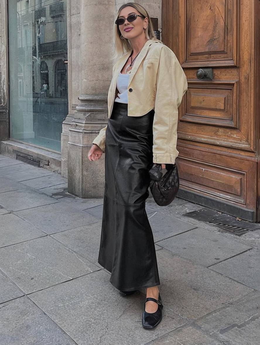 Levoire | Jupe Vintage Élégante En Similicuir Pour Femmes Mode Décontractée