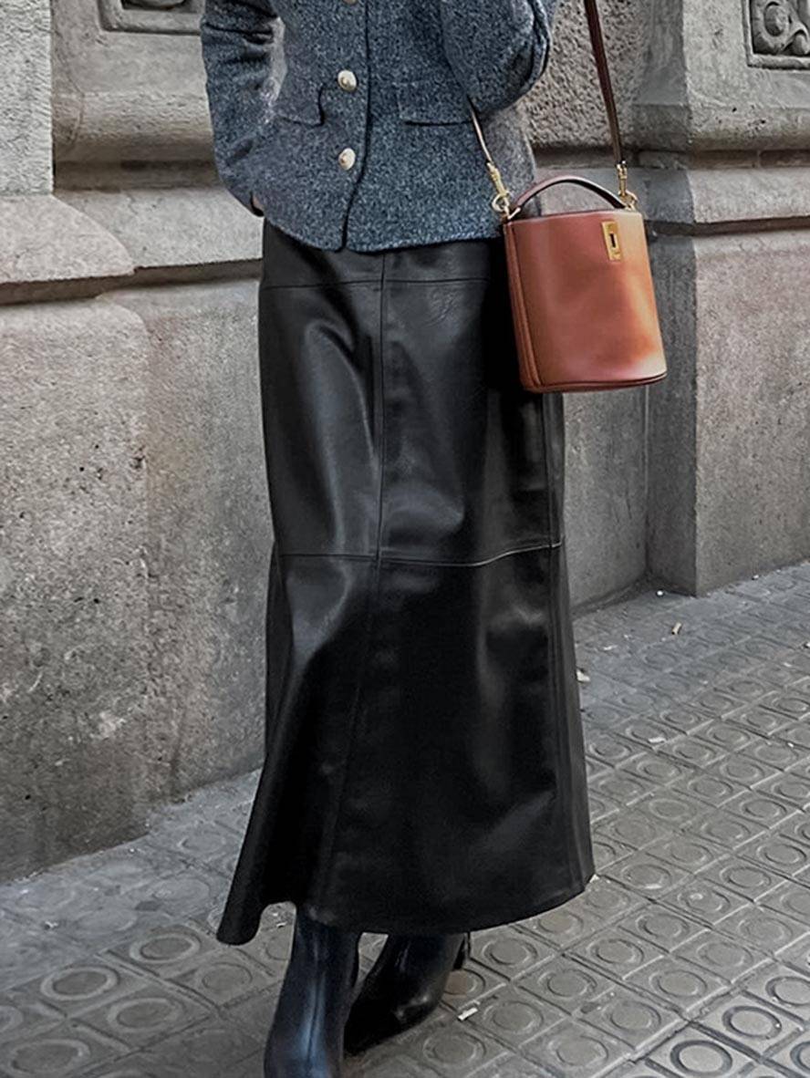 Levoire | Jupe Vintage Élégante En Similicuir Pour Femmes Mode Décontractée