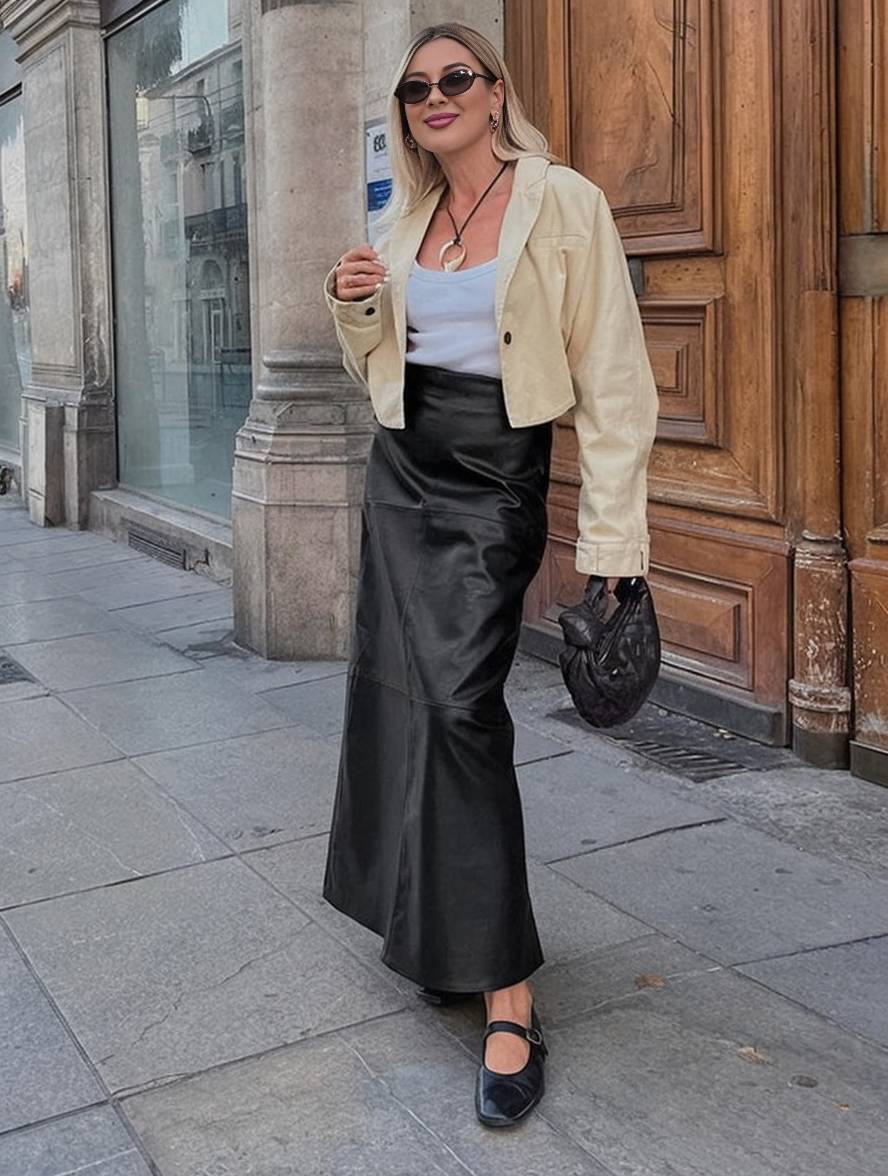 Levoire | Jupe Vintage Élégante En Similicuir Pour Femmes Mode Décontractée