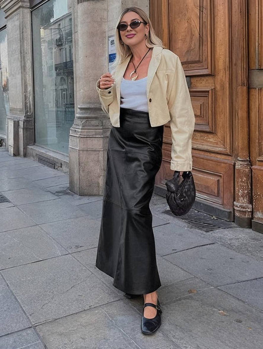 Levoire | Jupe Vintage Élégante En Similicuir Pour Femmes Mode Décontractée