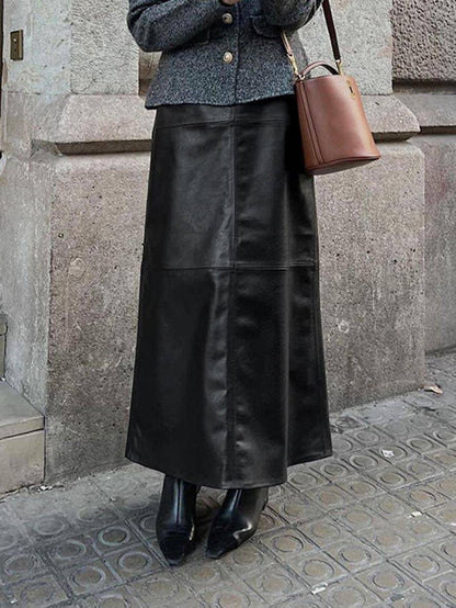 Levoire | Jupe Vintage Élégante En Similicuir Pour Femmes Mode Décontractée