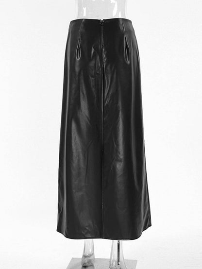 Levoire | Jupe Vintage Élégante En Similicuir Pour Femmes Mode Décontractée