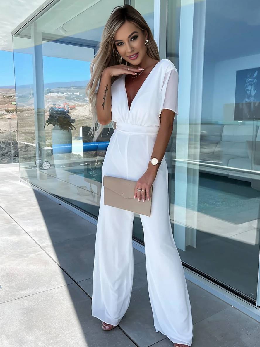 Levoire | Large Forme Évasée Chiffon V Décolleté T-Shirt À Manches Courtes À Volants Femme Élégant Décontracté Été