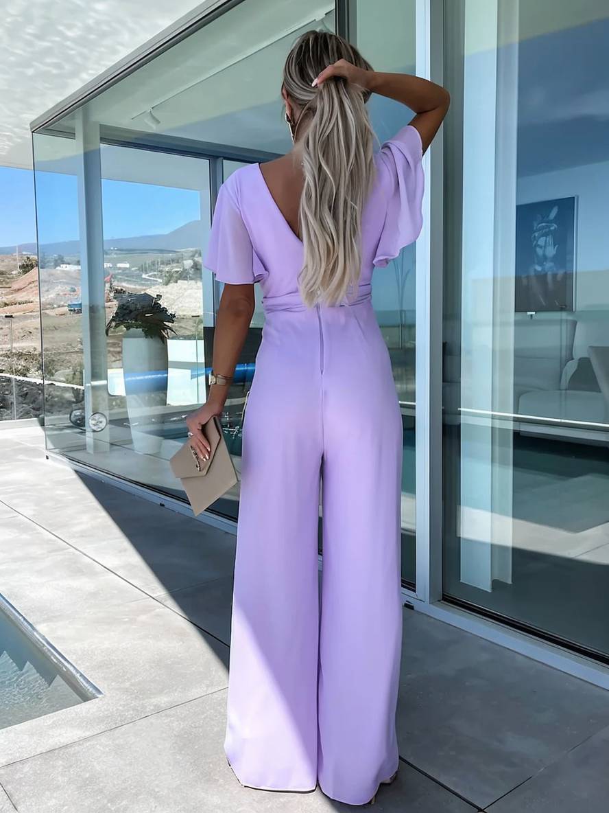 Levoire | Large Forme Évasée Chiffon V Décolleté T-Shirt À Manches Courtes À Volants Femme Élégant Décontracté Été