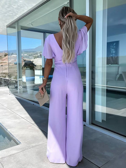 Levoire | Large Forme Évasée Chiffon V Décolleté T-Shirt À Manches Courtes À Volants Femme Élégant Décontracté Été