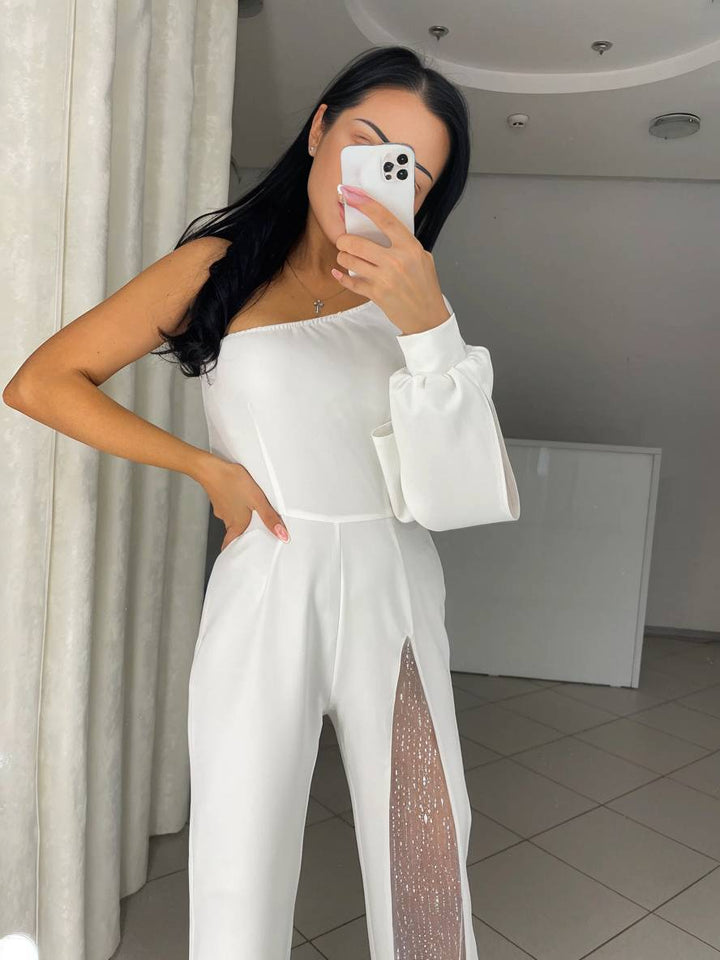 Levoire | Robe À Une Épaule Évasée Avec Fente Sur Le Côté À Manches Longues Pour Femme Casual Élégant Détendu Cérémonie