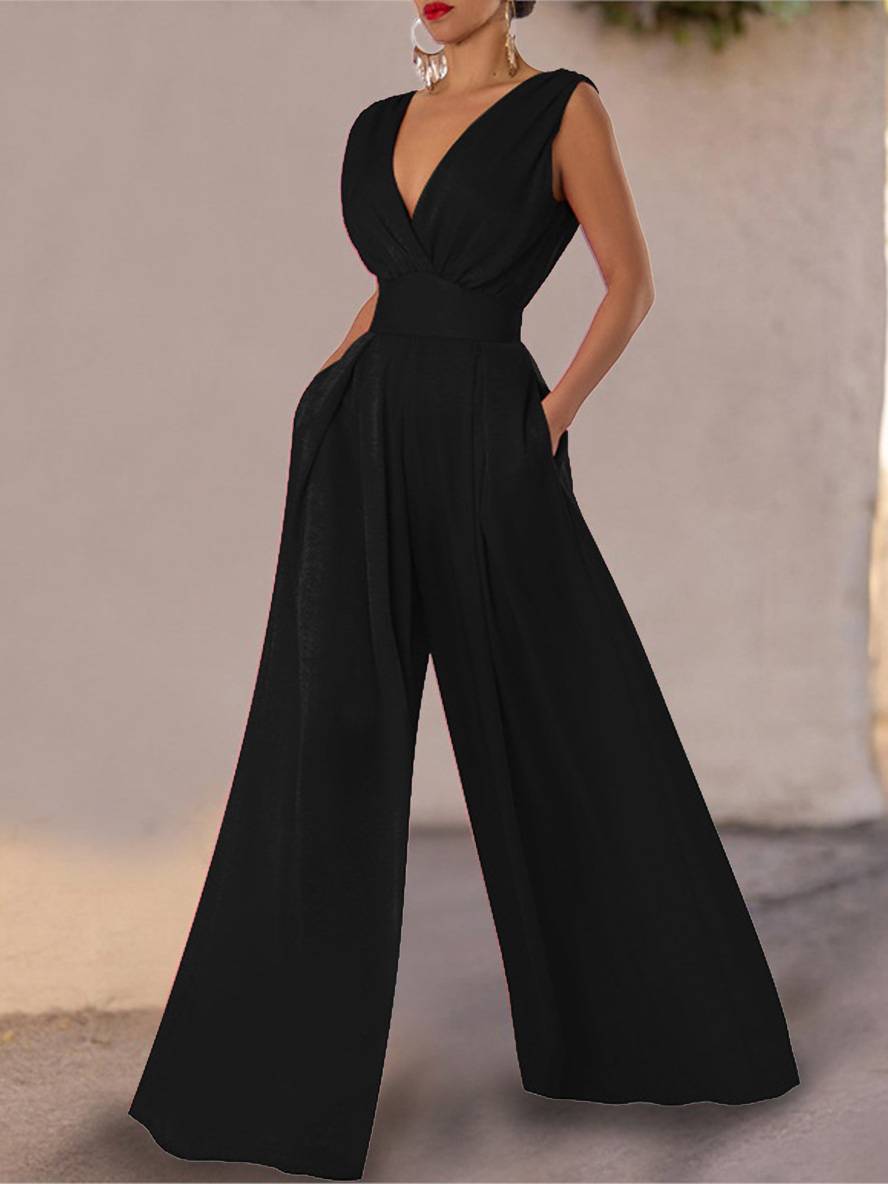 Levoire | Large Jambe Combinaisons Elochet Plonge Poches Sans Manches Femmes Décontracté