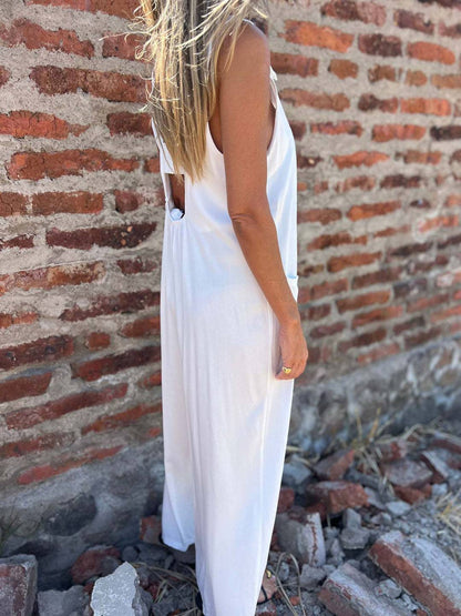 Levoire | Combinaisons Boutons Poches Dos Nu Sans Manches Femmes Élégant Décontracté