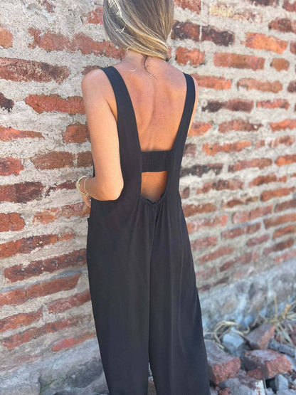 Levoire | Combinaisons Boutons Poches Dos Nu Sans Manches Femmes Élégant Décontracté