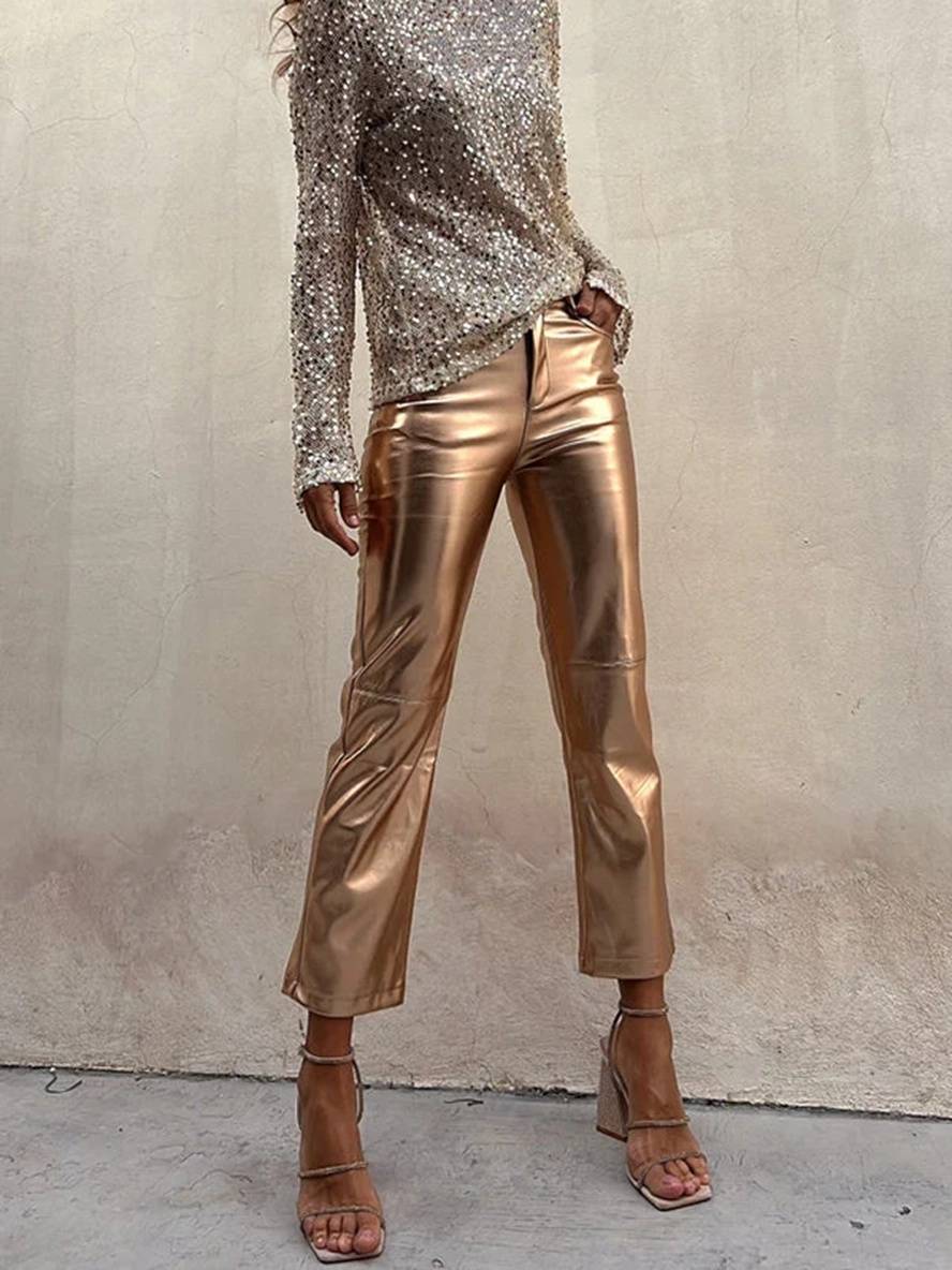 Levoire | Pantalon Droit À Fermeture Éclair Poches Taille Moyenne Dames Élégant Décontracté Mode