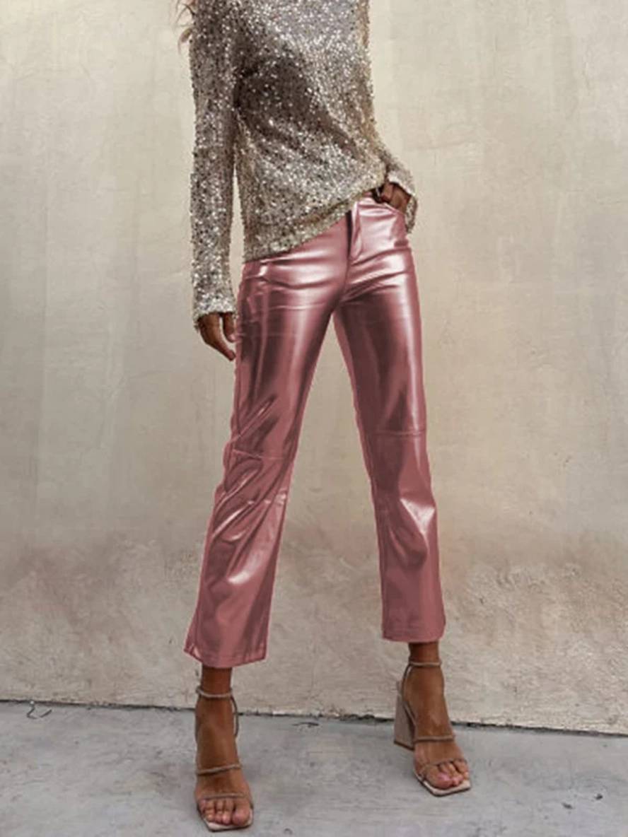 Levoire | Pantalon Droit À Fermeture Éclair Poches Taille Moyenne Dames Élégant Décontracté Mode