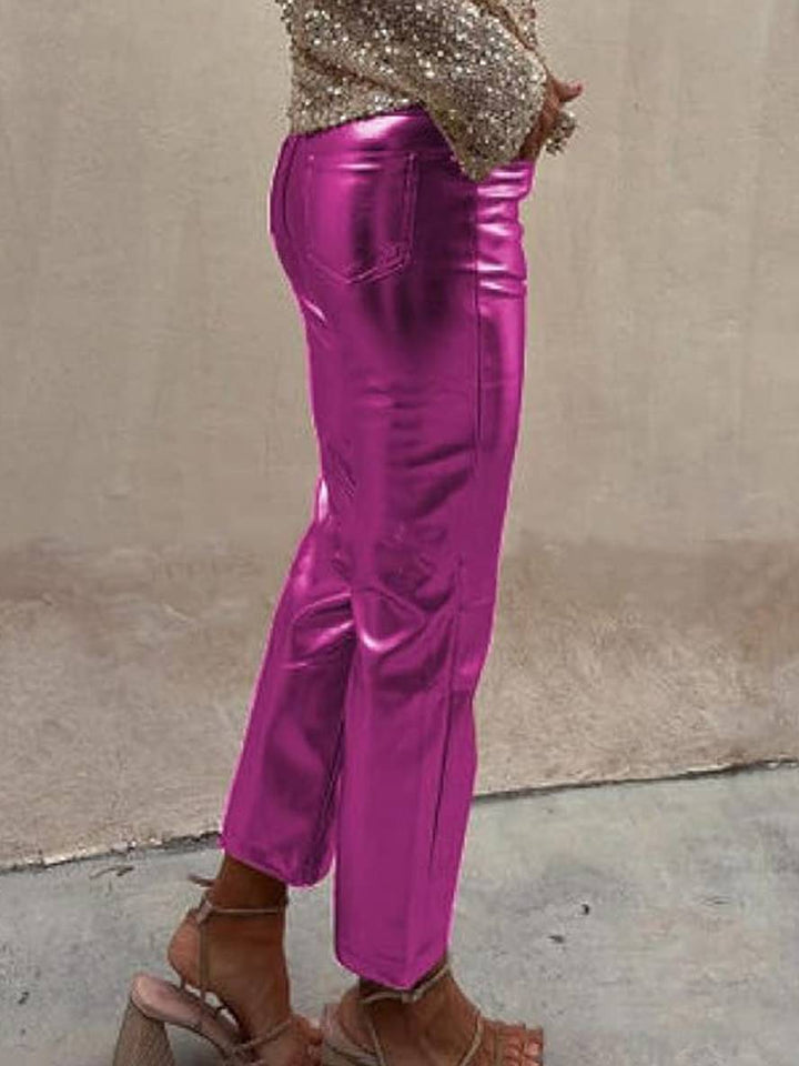 Levoire | Pantalon Droit À Fermeture Éclair Poches Taille Moyenne Dames Élégant Décontracté Mode