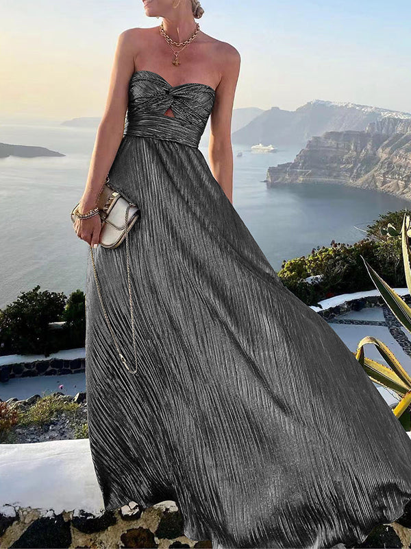 Levoire | Longue Robe De Mariée Brun Bustier Sans Manches Dames Élégante Robe De Soirée Noir