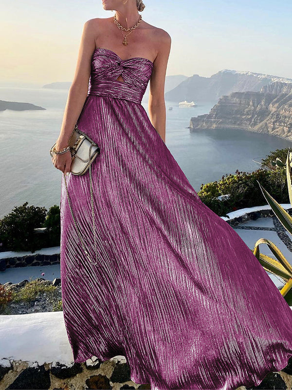Levoire | Longue Robe De Mariée Brun Bustier Sans Manches Dames Élégante Robe De Soirée Violet