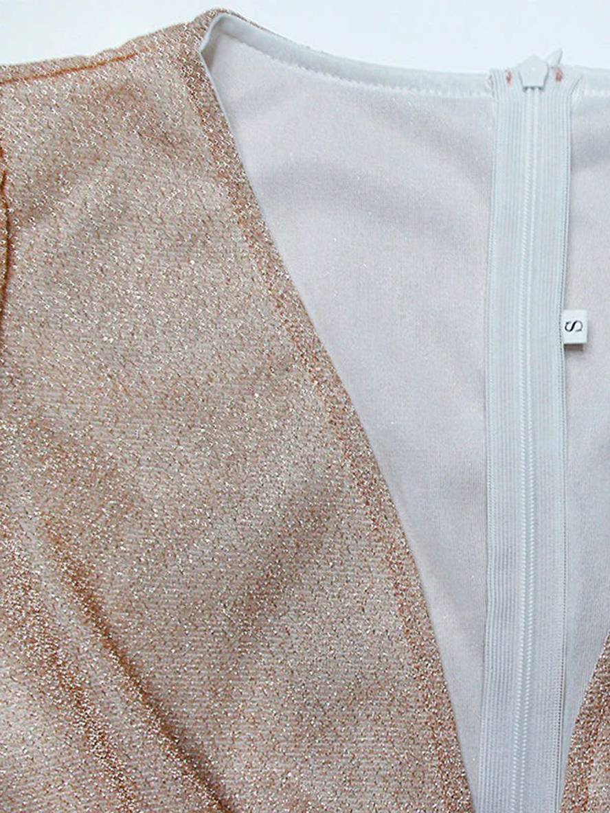 Levoire | Robe De Soirée Élégante Longue À Paillettes Brillantes Décolleté En V Manches Longues Cérémonie