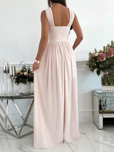 Levoire | Robe Longue À Volants Sur Le Côté Fluide Dos Nu Sans Manches Décolleté En V Élégante Soirée Promotion Cérémonie