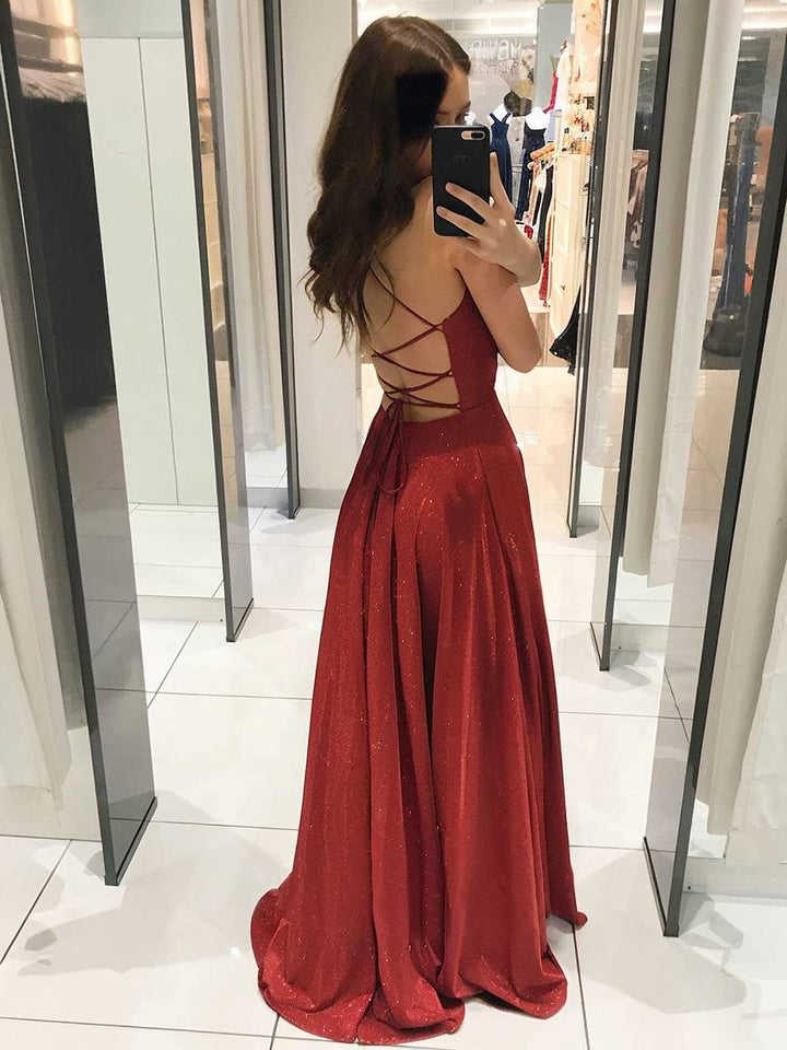 Levoire | Robe Longue Brillante Paillettes Décolleté Profond Fluide Dos Nu Avec Fines Bretelles Robe De Soirée Femme