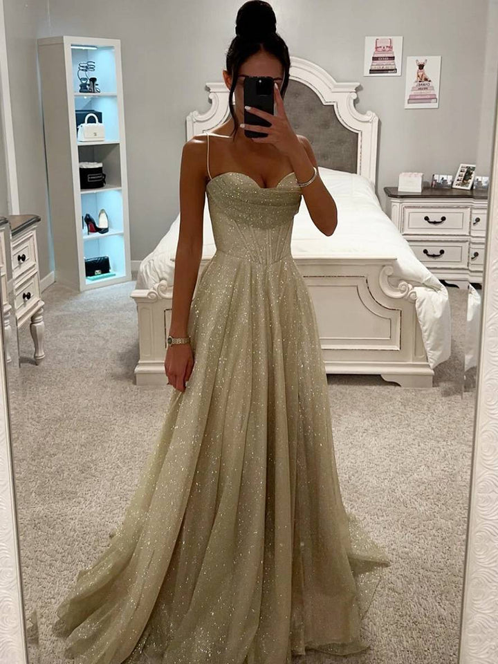 Levoire | Robe Longue Bronzage Avec Fines Bretelles Sans Manches Femme Élégante Soirée Cérémonie Champagne