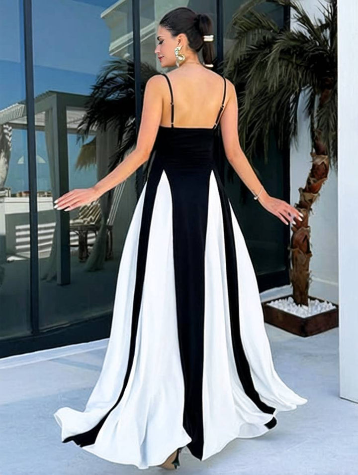 Levoire | Robe Longue Ajustée Dos Nu Avec Fines Bretelles Sans Manches Pour Femmes Élégante Décontractée Soirée Bal Bal De Fin D'Études