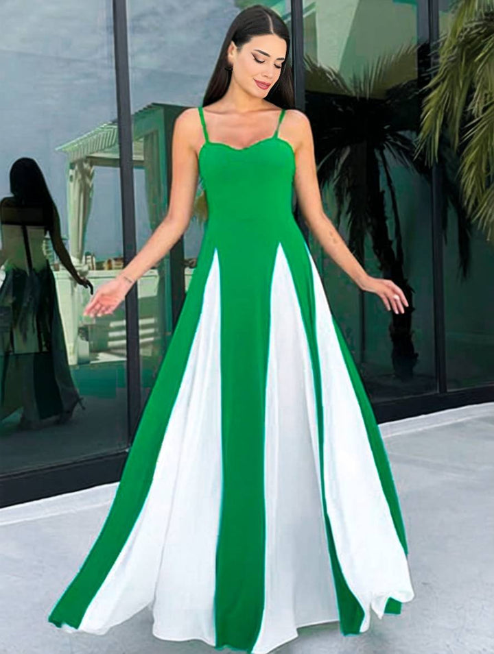 Levoire | Robe Longue Ajustée Dos Nu Avec Fines Bretelles Sans Manches Pour Femmes Élégante Décontractée Soirée Bal Bal De Fin D'Études Vert
