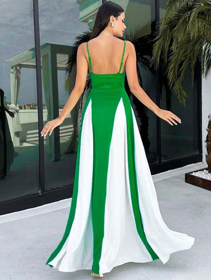 Levoire | Robe Longue Ajustée Dos Nu Avec Fines Bretelles Sans Manches Pour Femmes Élégante Décontractée Soirée Bal Bal De Fin D'Études