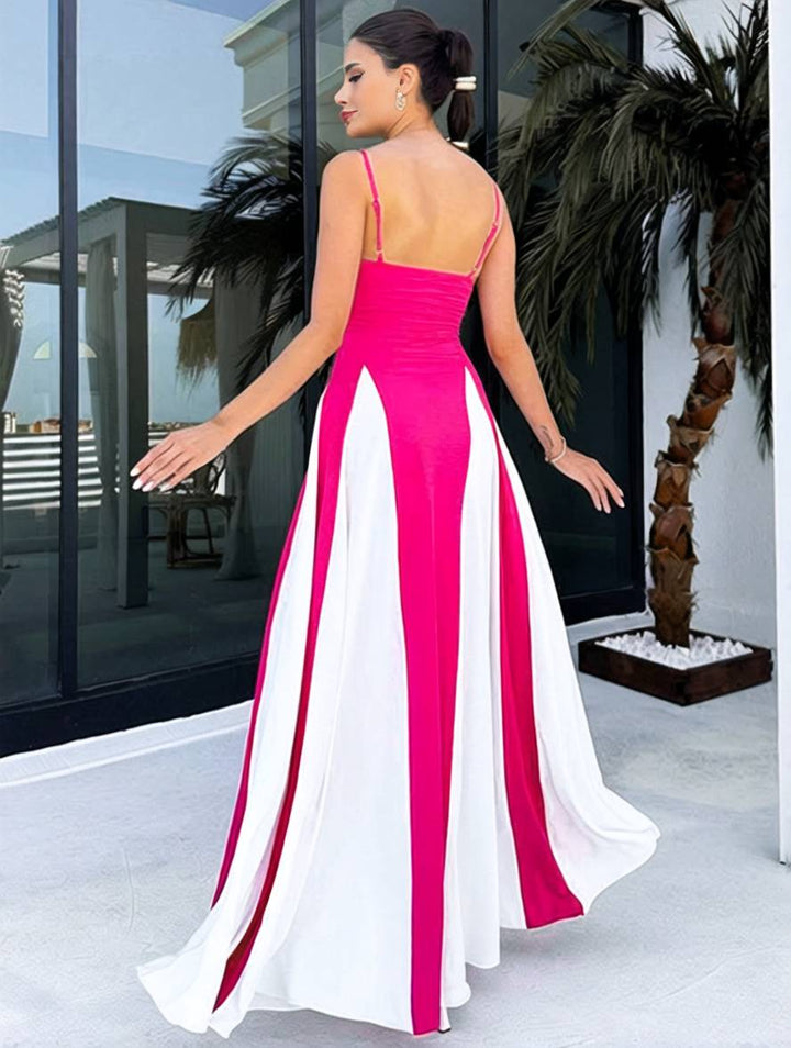 Levoire | Robe Longue Ajustée Dos Nu Avec Fines Bretelles Sans Manches Pour Femmes Élégante Décontractée Soirée Bal Bal De Fin D'Études