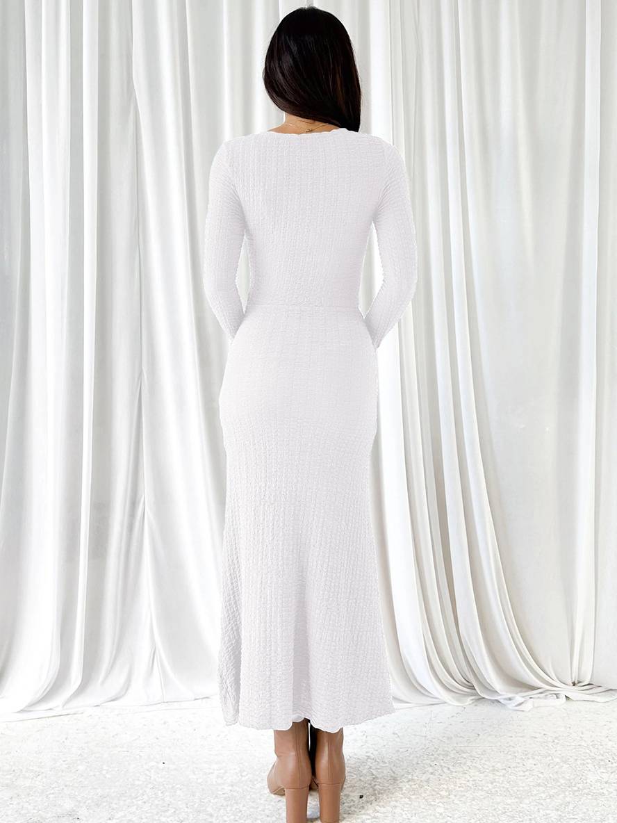 Levoire | Robe Longue Ajustée Sirène Décolleté En V Manches Longues Femme Élégante Décontractée Bal De Fin D'Année