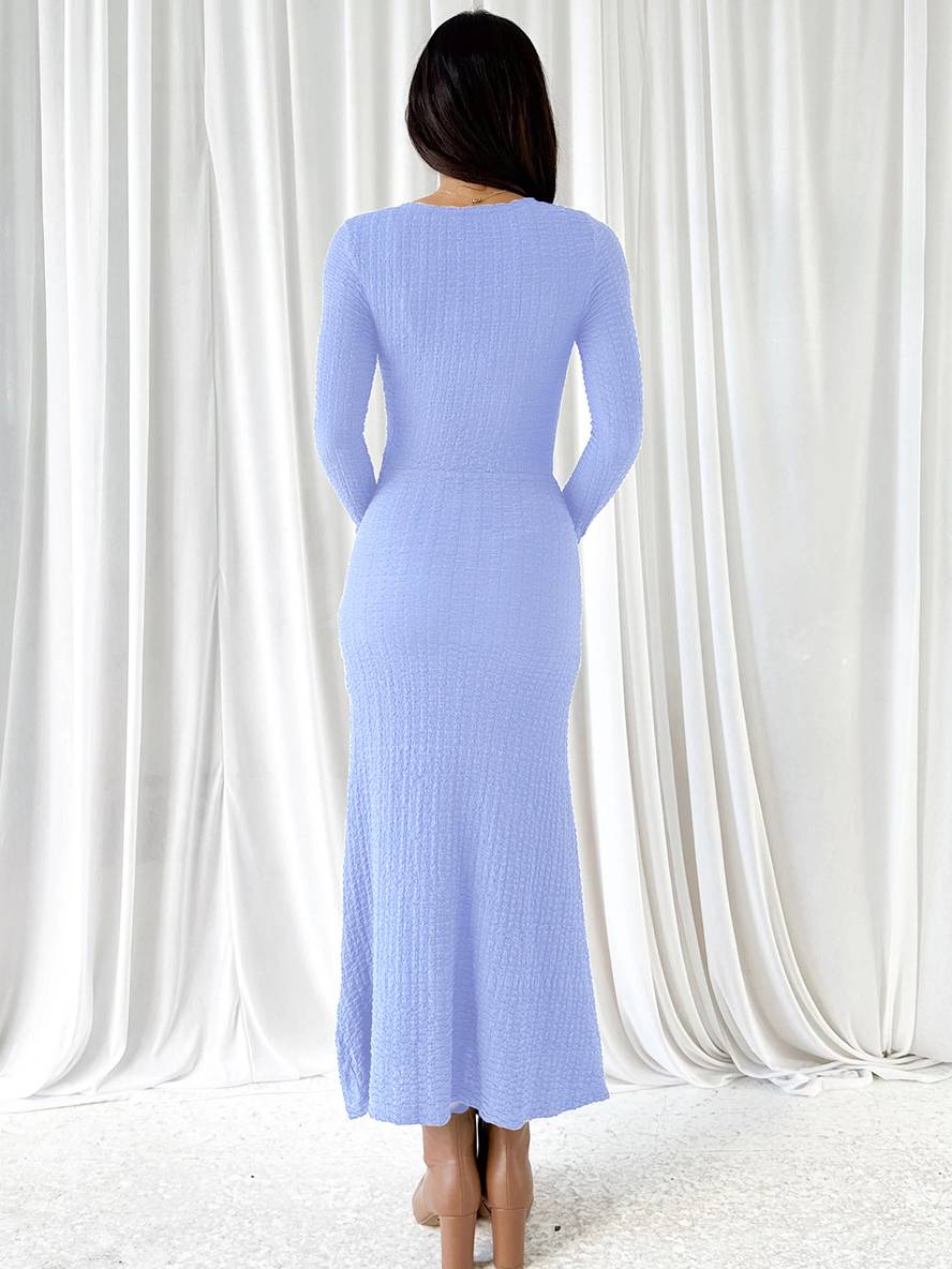 Levoire | Robe Longue Ajustée Sirène Décolleté En V Manches Longues Femme Élégante Décontractée Bal De Fin D'Année