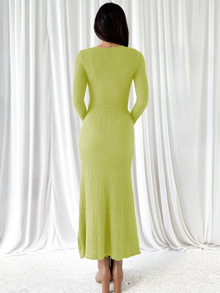 Levoire | Robe Longue Ajustée Sirène Décolleté En V Manches Longues Femme Élégante Décontractée Bal De Fin D'Année
