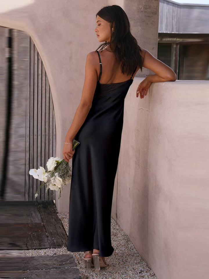 Levoire | Robe De Soirée En Satin Demoiselle D'Honneur Ajustée Avec Fente Et Fines Bretelles Robe De Soirée Élégante Pour Mariage À La Campagne