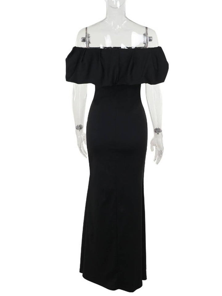 Levoire | Robe Bodycon Longue Découpe Bottes Fente Sur Le Côté Dos Nu Manches Courtes Femmes Élégante Soirée Bal Bal De Fin D'Année