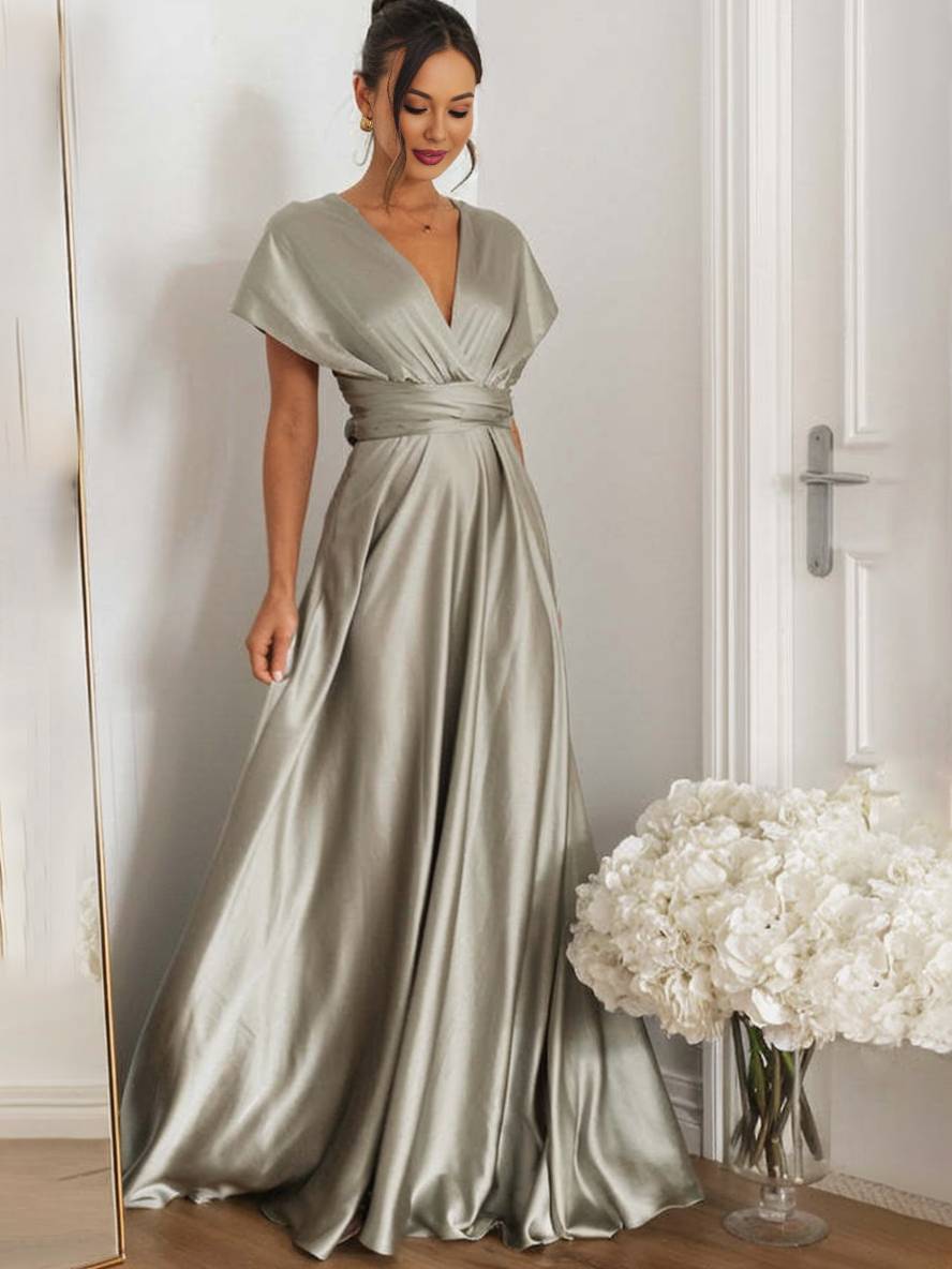 Levoire | Robe Demoiselle D'Honneur Bandeau Dos Nu Collier Sans Manches Élégante Robe De Soirée Pour Mariage Rural