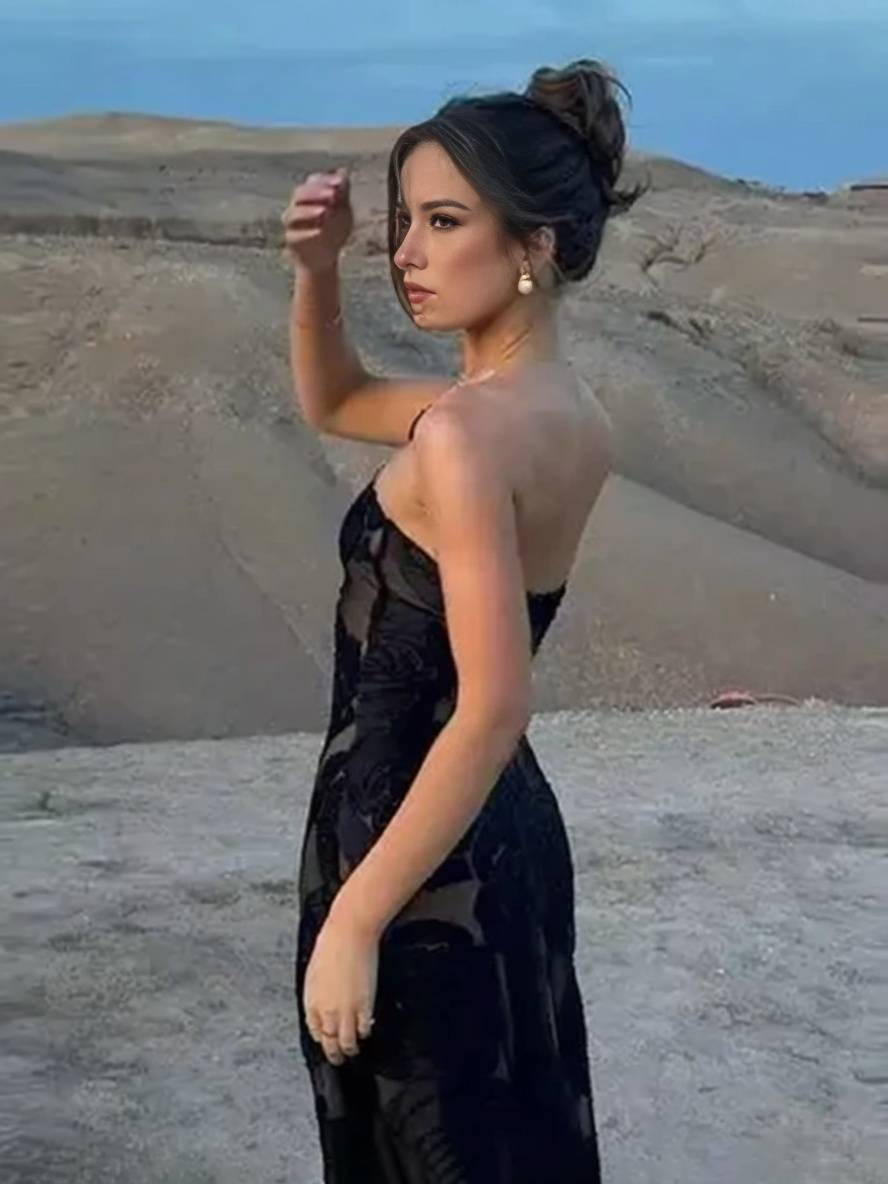 Levoire | Robe Longue Ajustée À Rayures Florales Sans Manches Dos Nu Femmes Vintage Soirée Noir