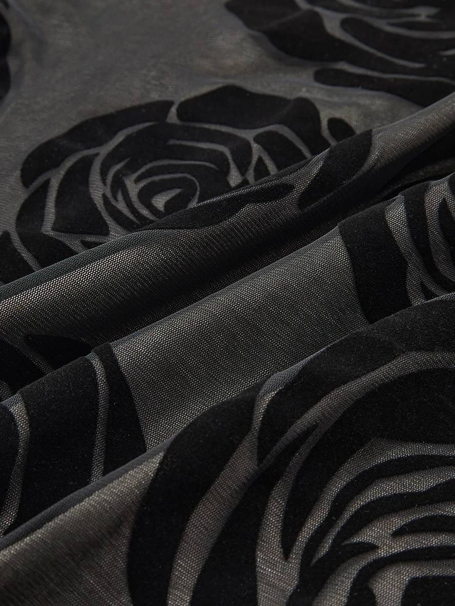 Levoire | Robe Longue Ajustée À Rayures Florales Sans Manches Dos Nu Femmes Vintage Soirée Noir