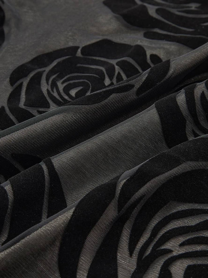 Levoire | Robe Longue Ajustée À Rayures Florales Sans Manches Dos Nu Femmes Vintage Soirée Noir