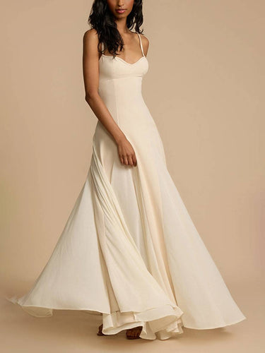 Levoire | Robe Longue Fluide Avec Bretelles Fines Sans Manches Élégante Décontractée Invitée De Mariage Bal De Fin D'Année
