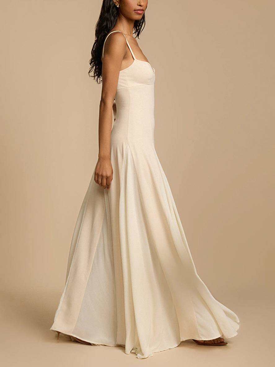 Levoire | Robe Longue Fluide Avec Bretelles Fines Sans Manches Élégante Décontractée Invitée De Mariage Bal De Fin D'Année